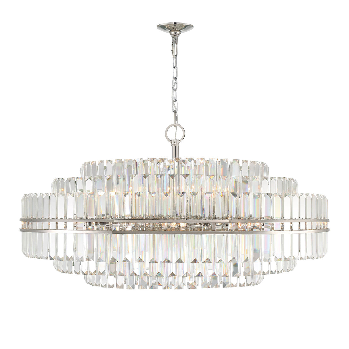 Maxwell 32 Light Chandelier 41", Crystal with Polished Nickel
