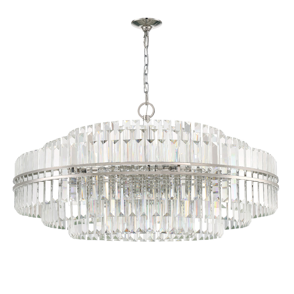 Maxwell 32 Light Chandelier 41", Crystal with Polished Nickel