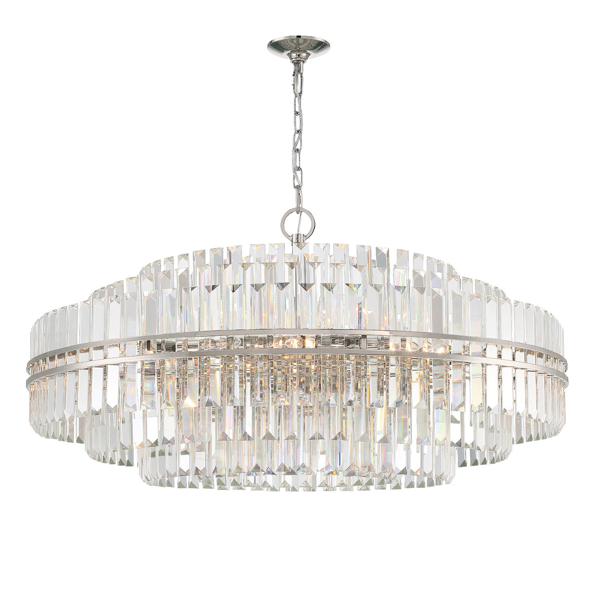 Maxwell 32 Light Chandelier 41", Crystal with Polished Nickel