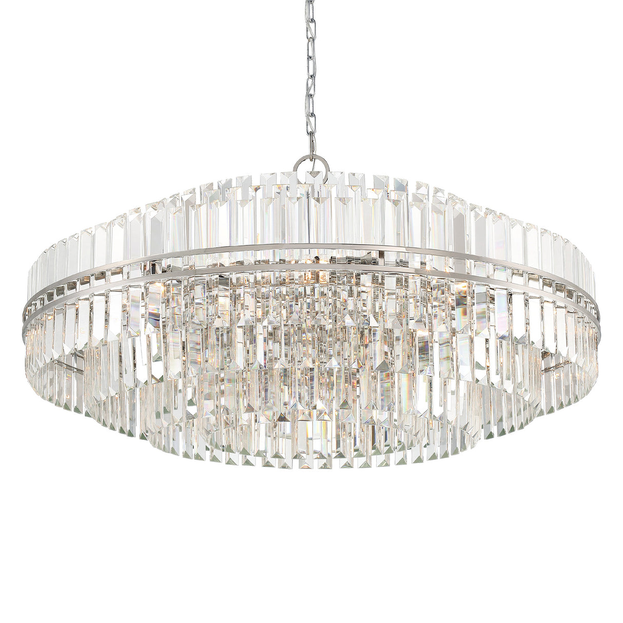 Maxwell 32 Light Chandelier 41", Crystal with Polished Nickel
