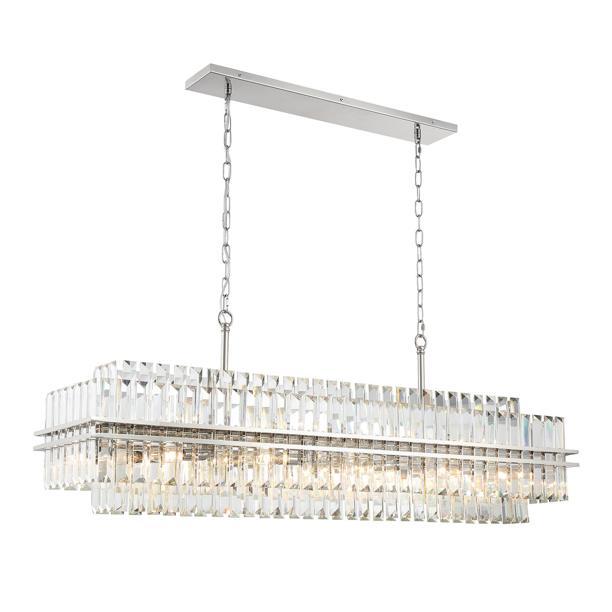 Maxwell 16 Light Linear Chandelier 50", Crystal with Polished Nickel