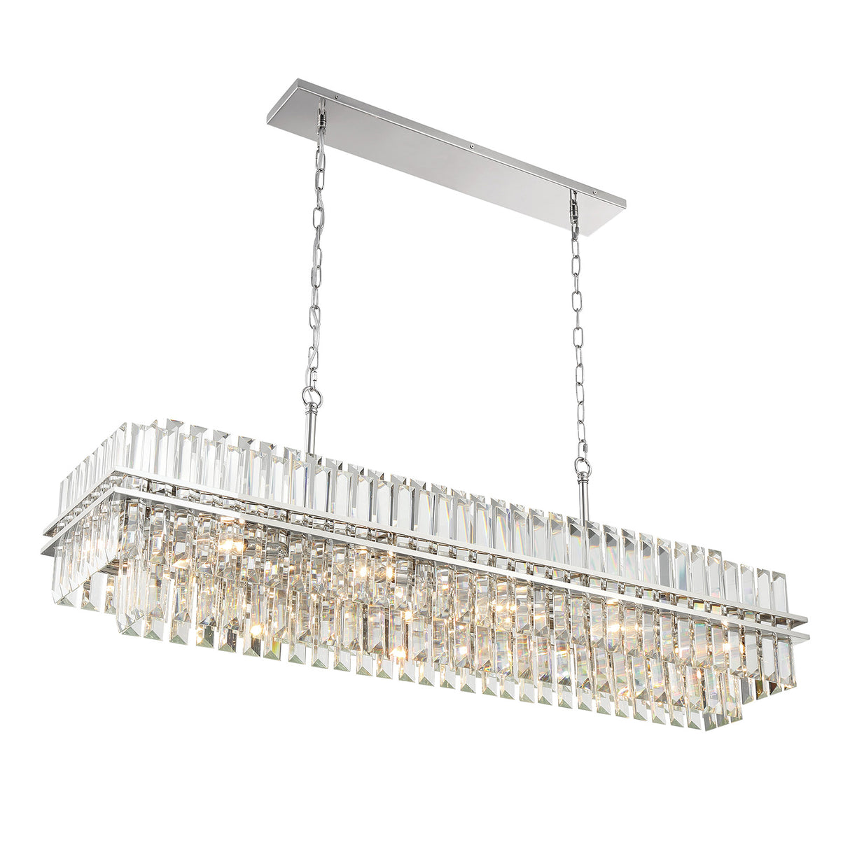 Maxwell 16 Light Linear Chandelier 50", Crystal with Polished Nickel
