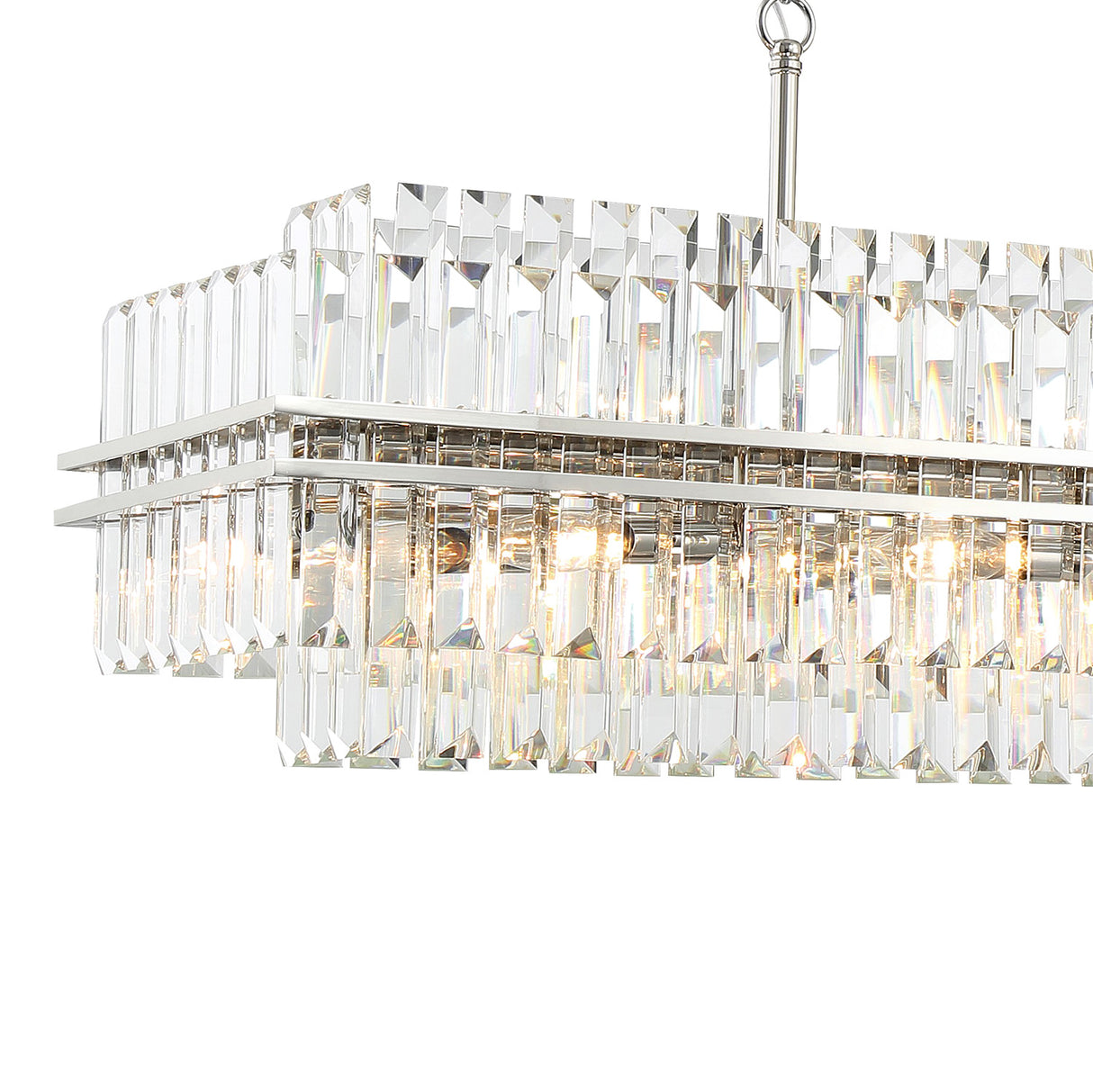 Maxwell 16 Light Linear Chandelier 50", Crystal with Polished Nickel