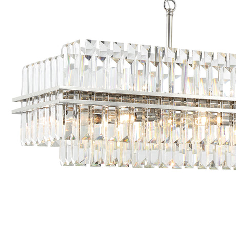 Maxwell 16 Light Linear Chandelier 50", Crystal with Polished Nickel