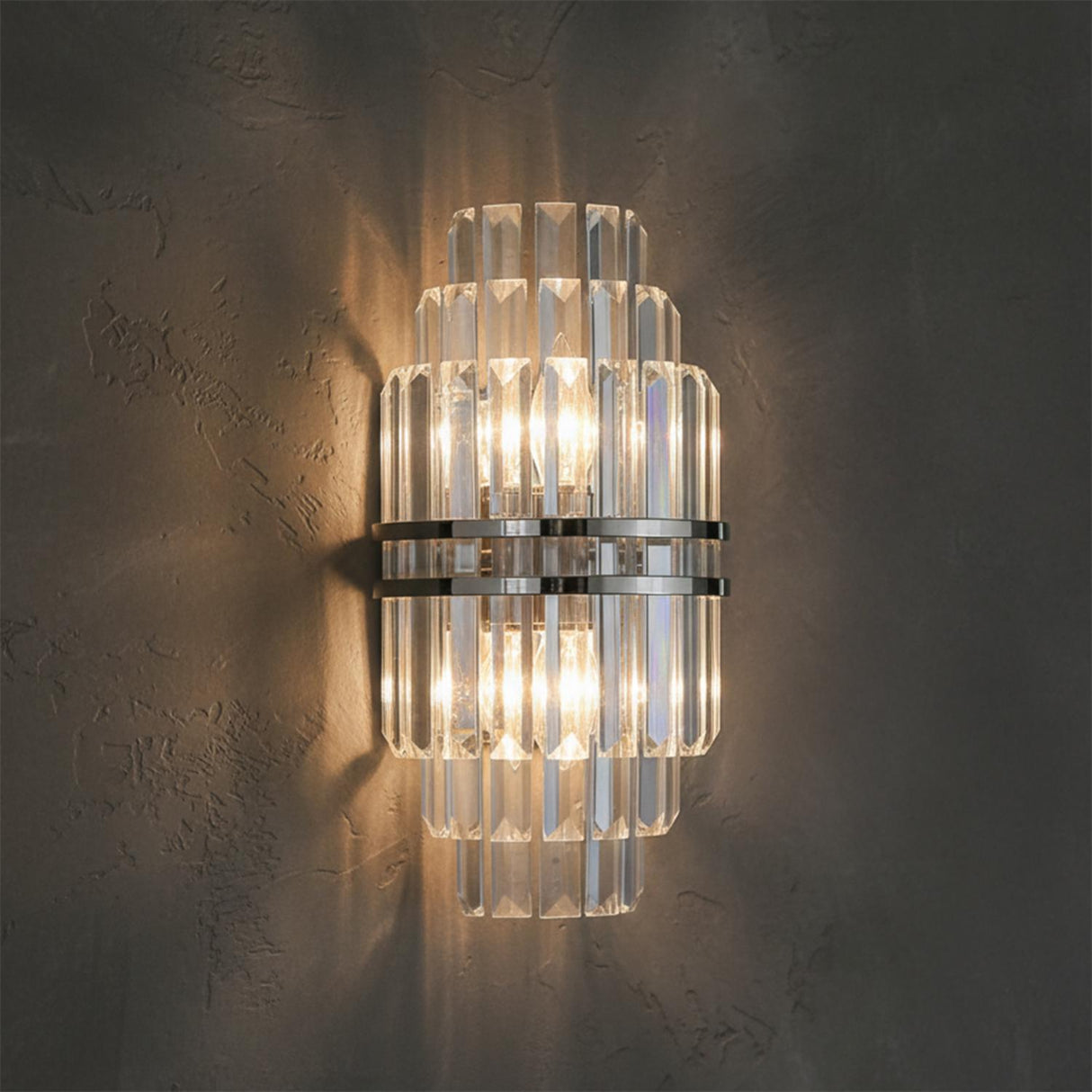 Maxwell Medium Wall Sconce 14", Crystal with Polished Nickel