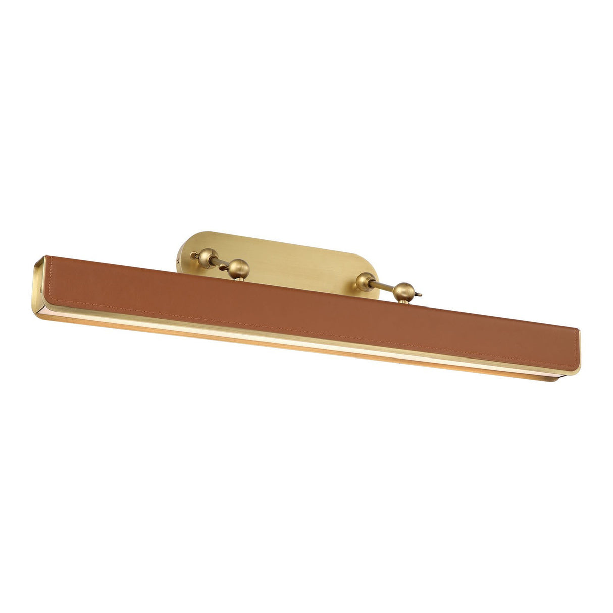 Jarrett LED Picture Light 32", Aged Brass and Cognac Leather