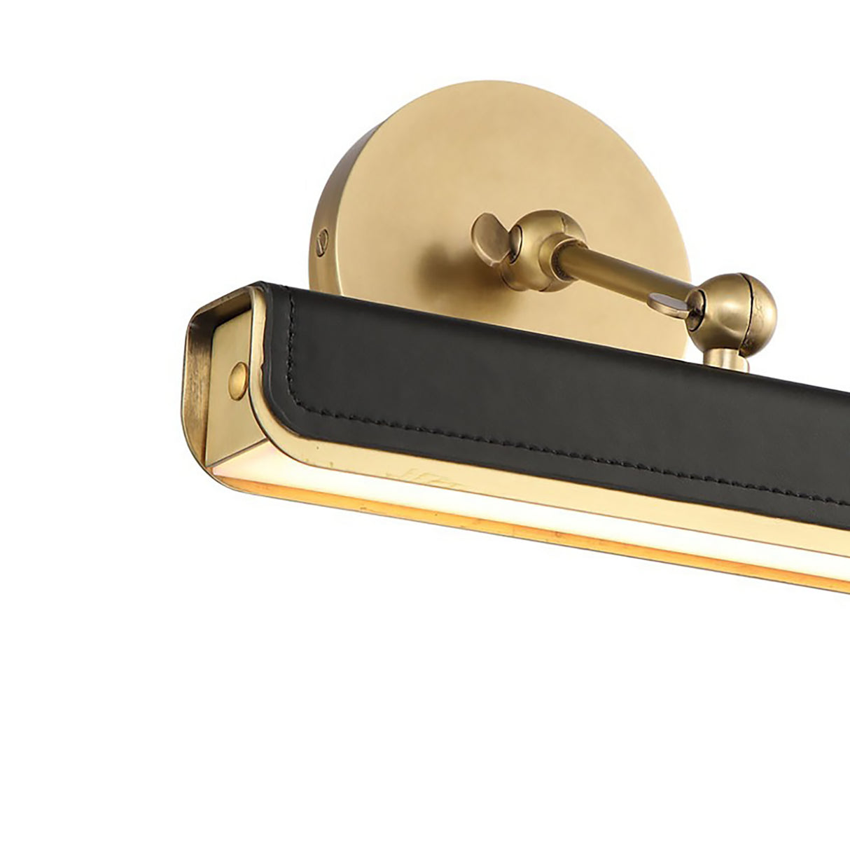 Jarrett LED Picture Light 12", Aged Brass and Tuxedo Leather