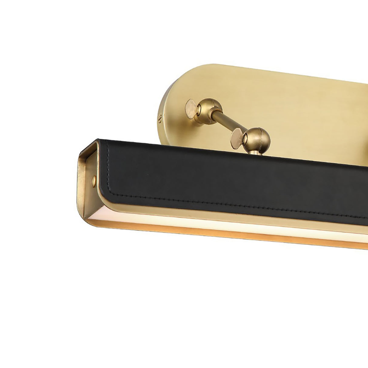 Jarrett LED Picture Light 20", Aged Brass and Tuxedo Leather
