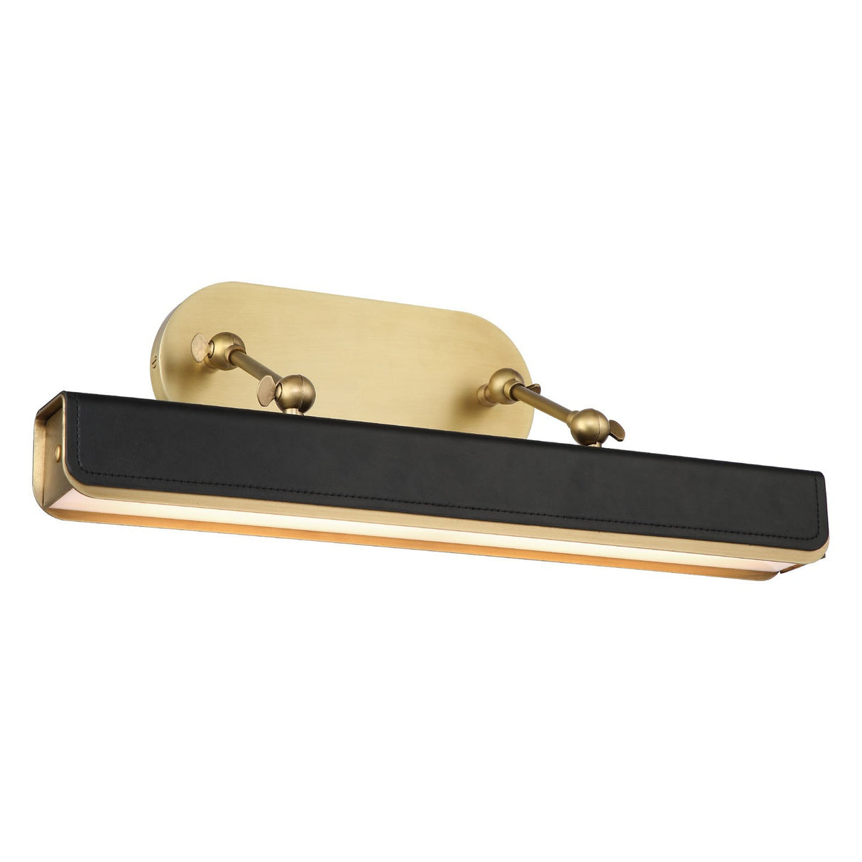 Jarrett LED Picture Light 20", Aged Brass and Tuxedo Leather