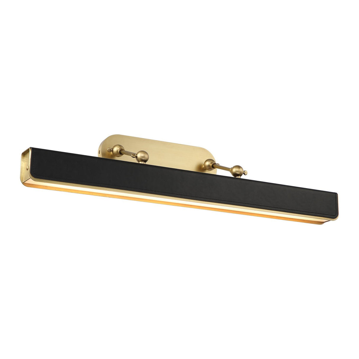 Jarrett LED Picture Light 32", Aged Brass and Tuxedo Leather
