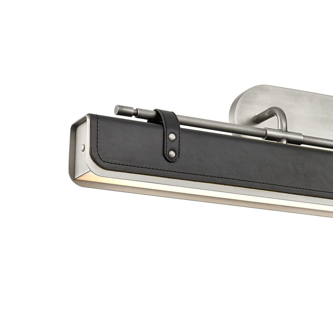 Jarrett LED Wall Light 32", Brushed Nickel and Tuxedo Leather