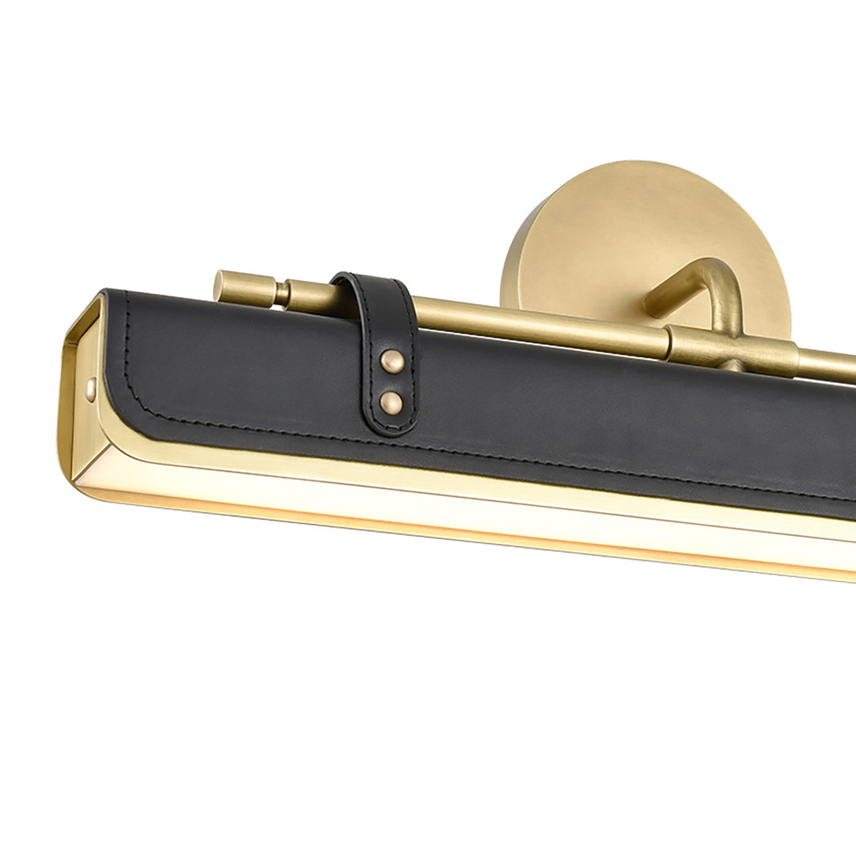 Jarrett LED Wall Light 20", Aged Brass and Tuxedo Leather