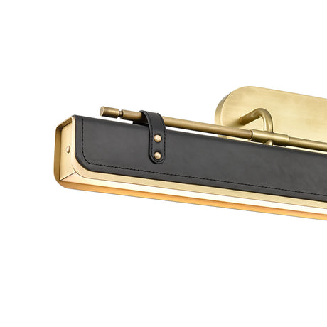 Jarrett LED Wall Light 32", Aged Brass and Tuxedo Leather