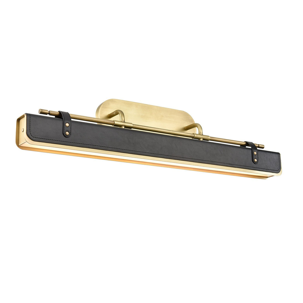 Jarrett LED Wall Light 32", Aged Brass and Tuxedo Leather