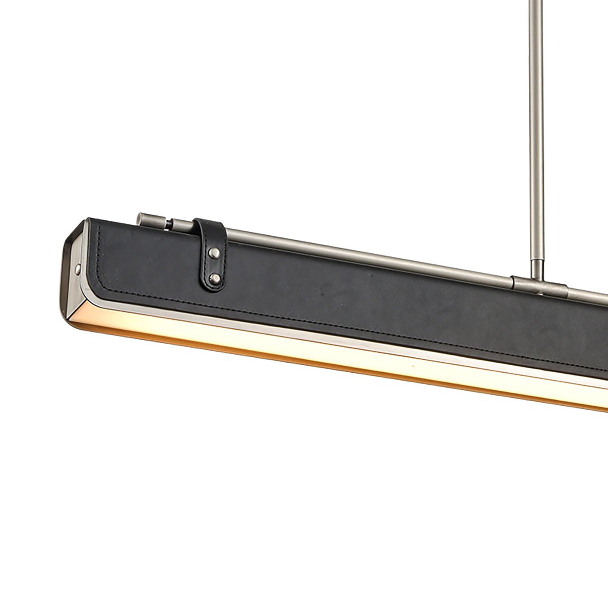 Jarrett LED Linear Pendant 31", Brushed Nickel and Tuxedo Leather