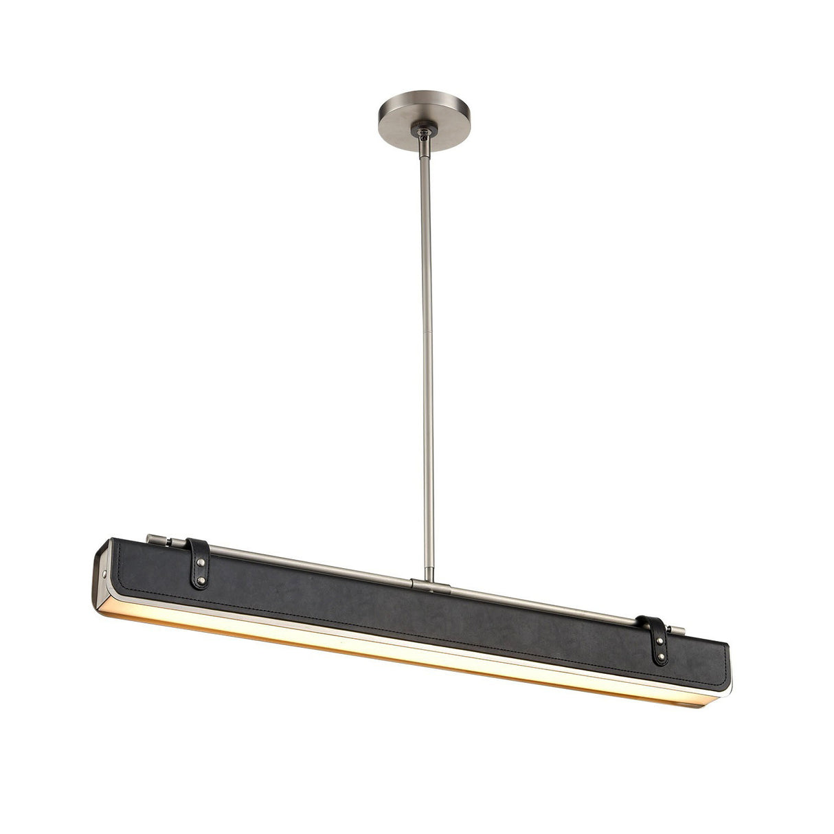 Jarrett LED Linear Pendant 31", Brushed Nickel and Tuxedo Leather