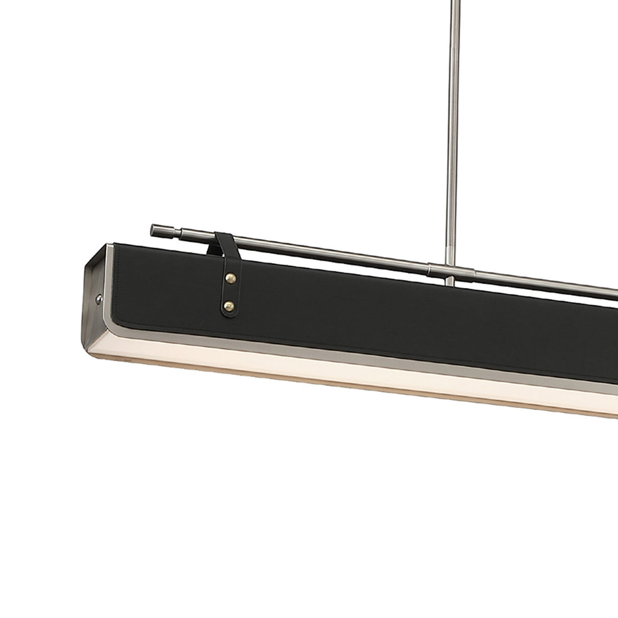 Jarrett LED Linear Pendant 60", Brushed Nickel and Tuxedo Leather