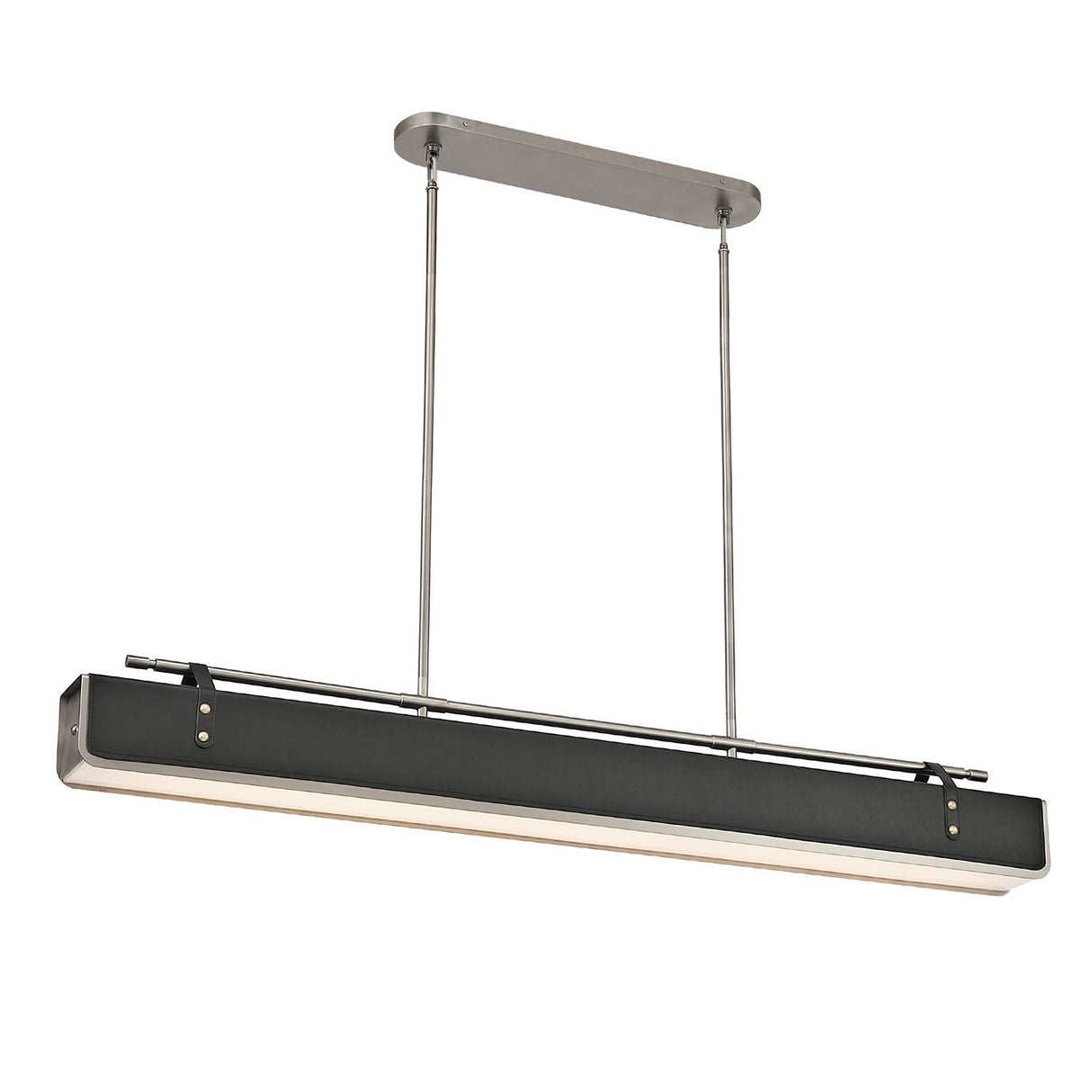 Jarrett LED Linear Pendant 60", Brushed Nickel and Tuxedo Leather