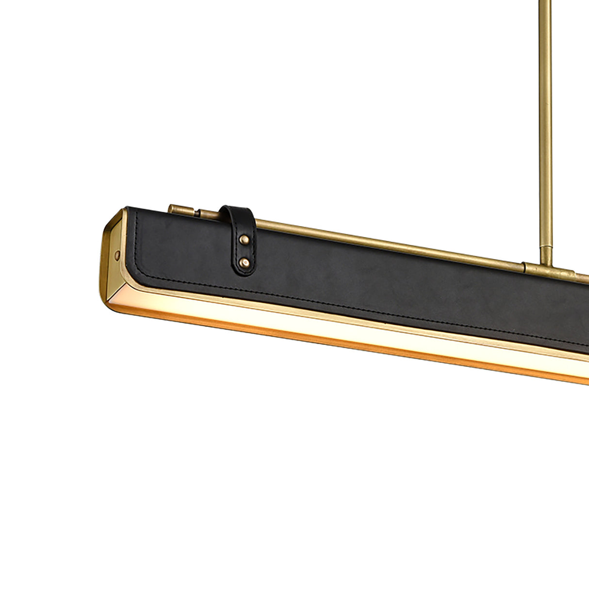 Jarrett LED Linear Pendant 31", Aged Brass and Tuxedo Leather
