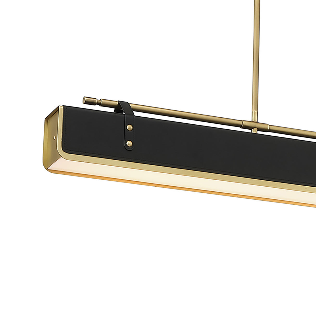 Jarrett LED Linear Pendant 60", Aged Brass and Tuxedo Leather