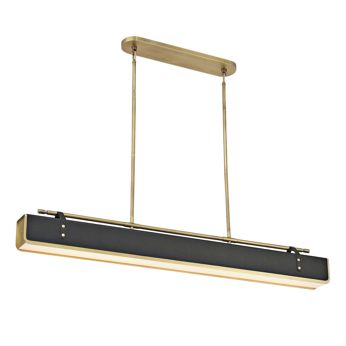Jarrett LED Linear Pendant 60", Aged Brass and Tuxedo Leather