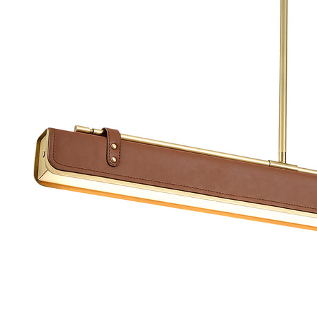 Jarrett LED Linear Pendant 31", Aged Brass and Cognac Leather