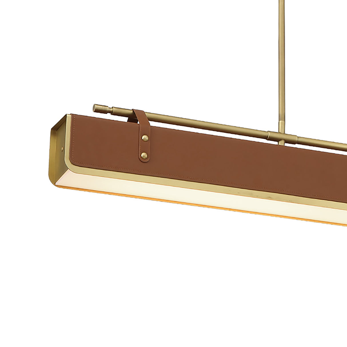 Jarrett LED Linear Pendant 60", Aged Brass and Cognac Leather