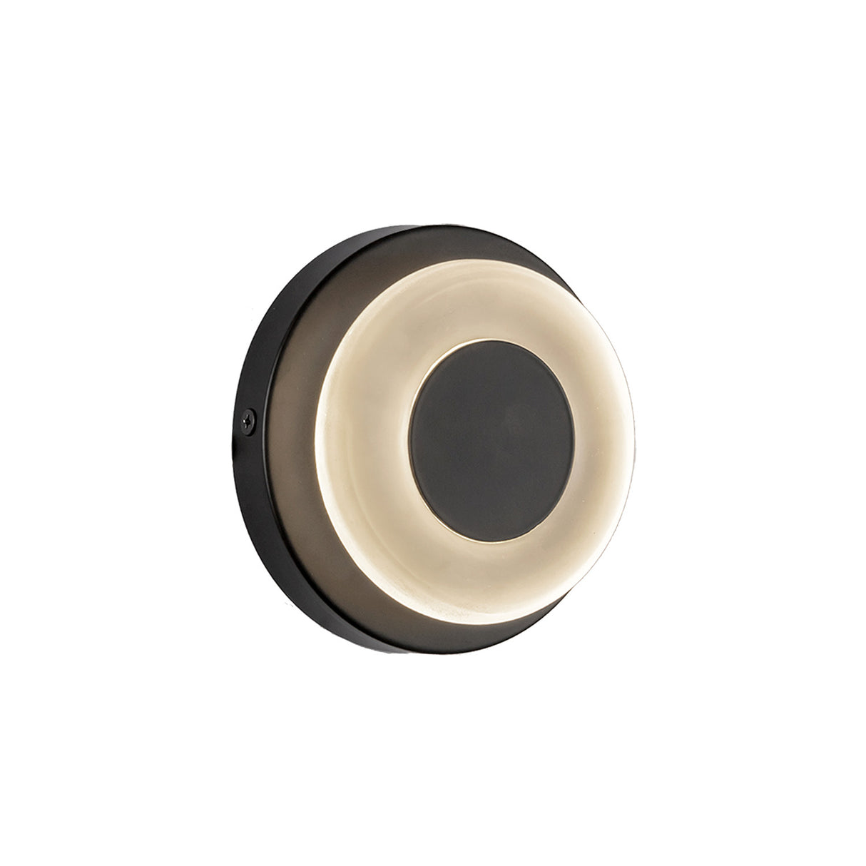 Cam LED Wall Sconce 5", Black and Frosted Glass