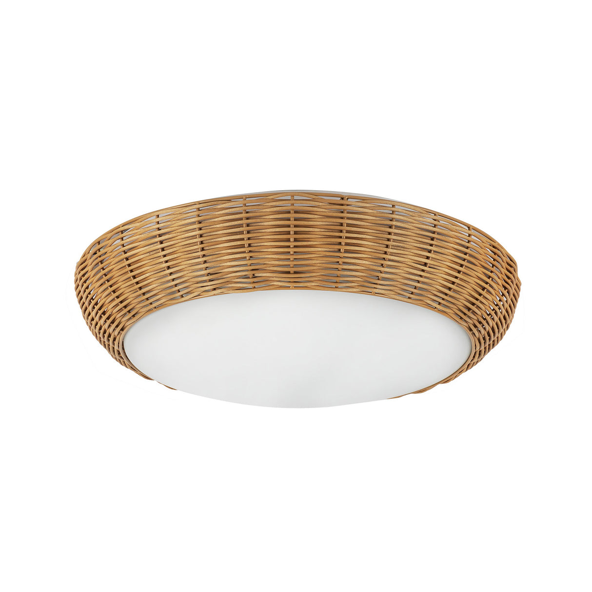 Miramar Flush Mount 17", Rattan and Opal Glass