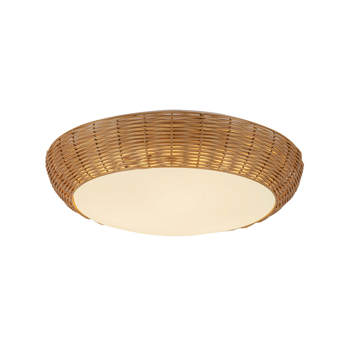 Miramar Flush Mount 17", Rattan and Opal Glass