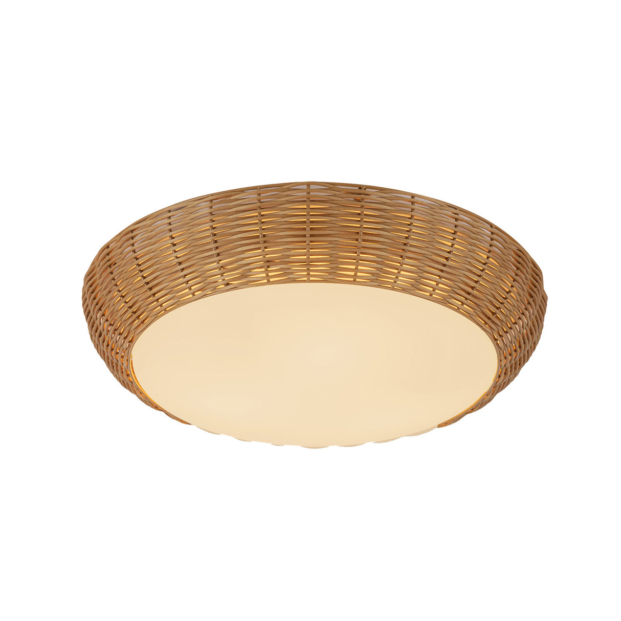 Miramar Flush Mount 17", Rattan and Opal Glass
