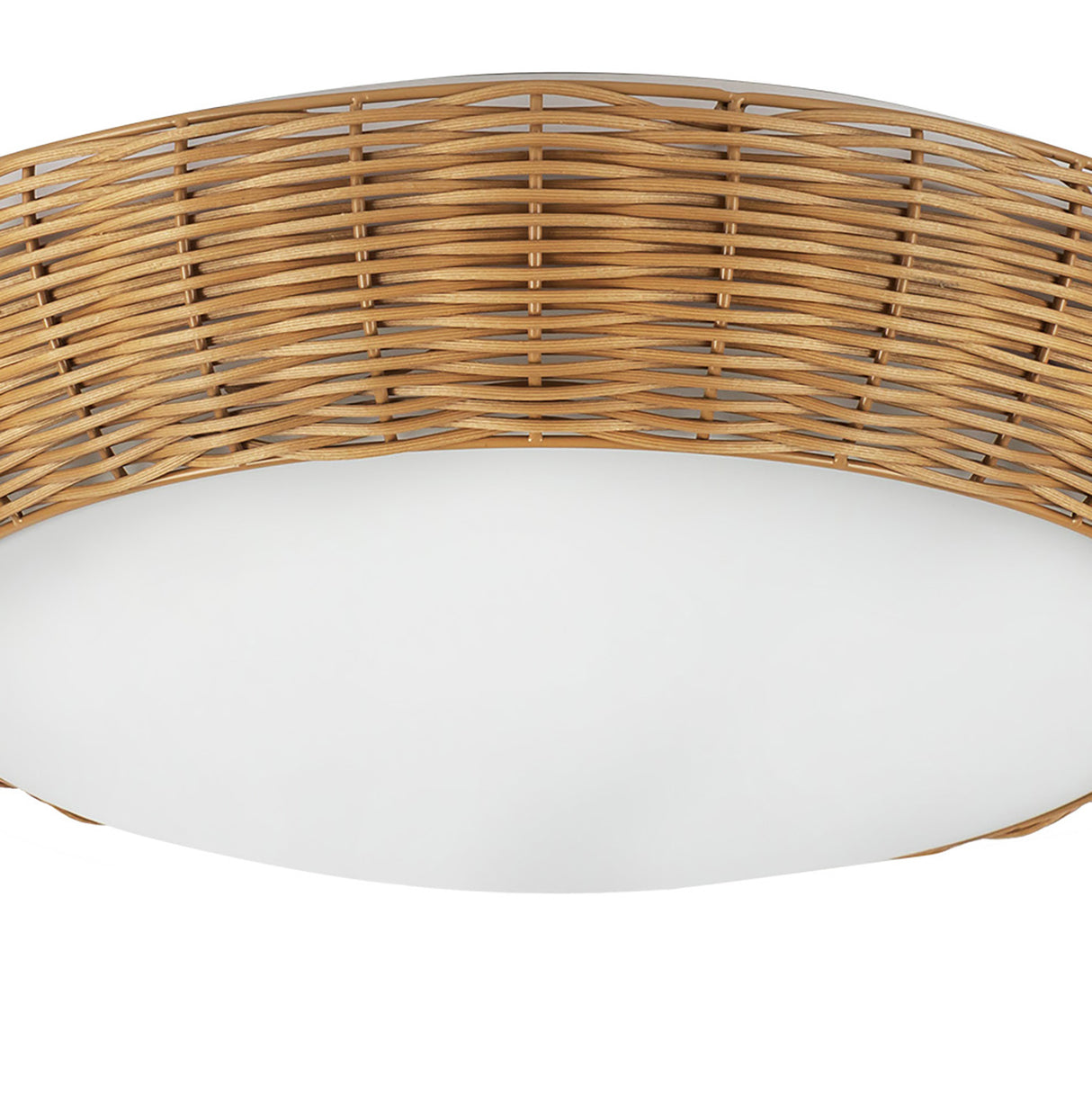 Miramar Flush Mount 17", Rattan and Opal Glass