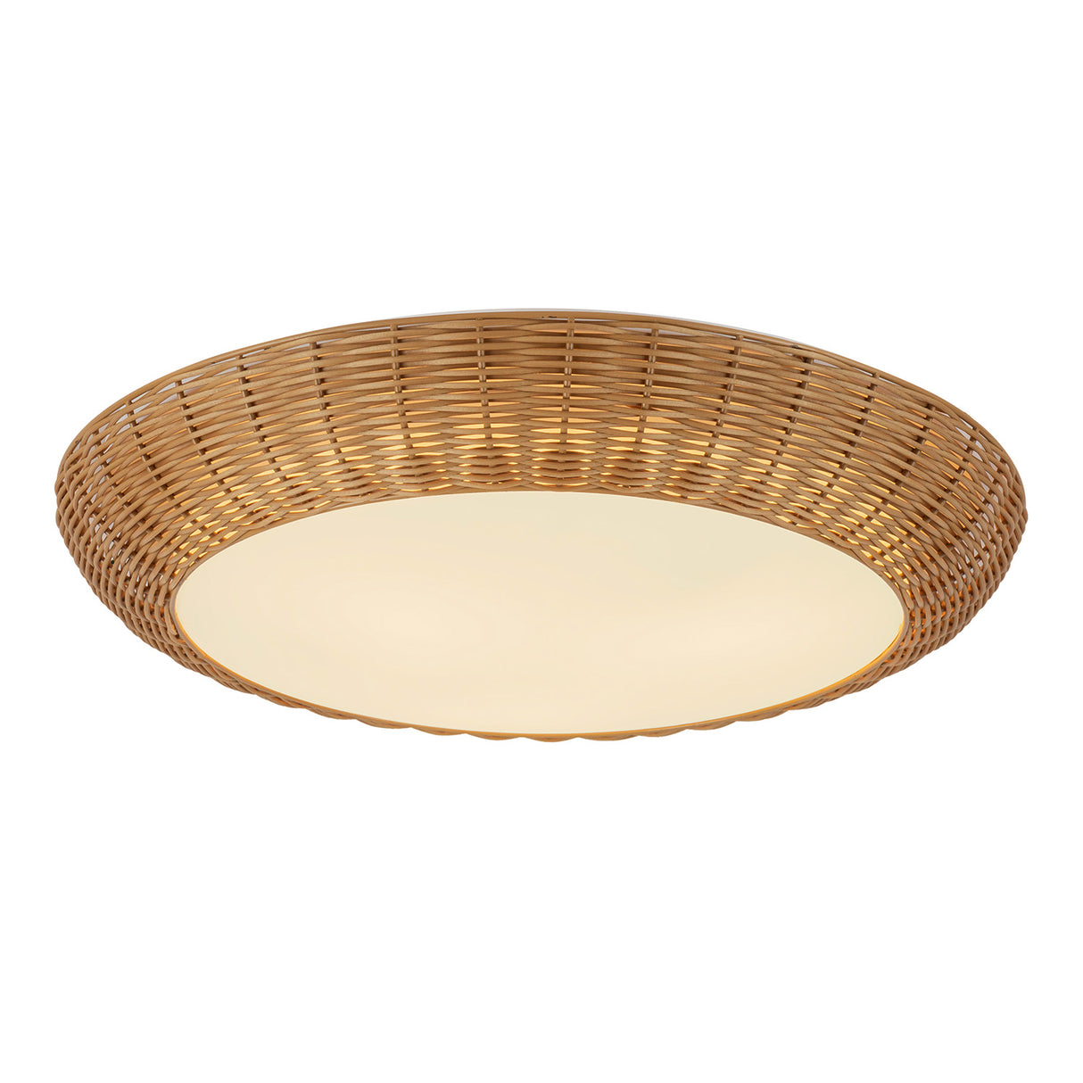 Miramar Flush Mount 21", Rattan and Opal Glass