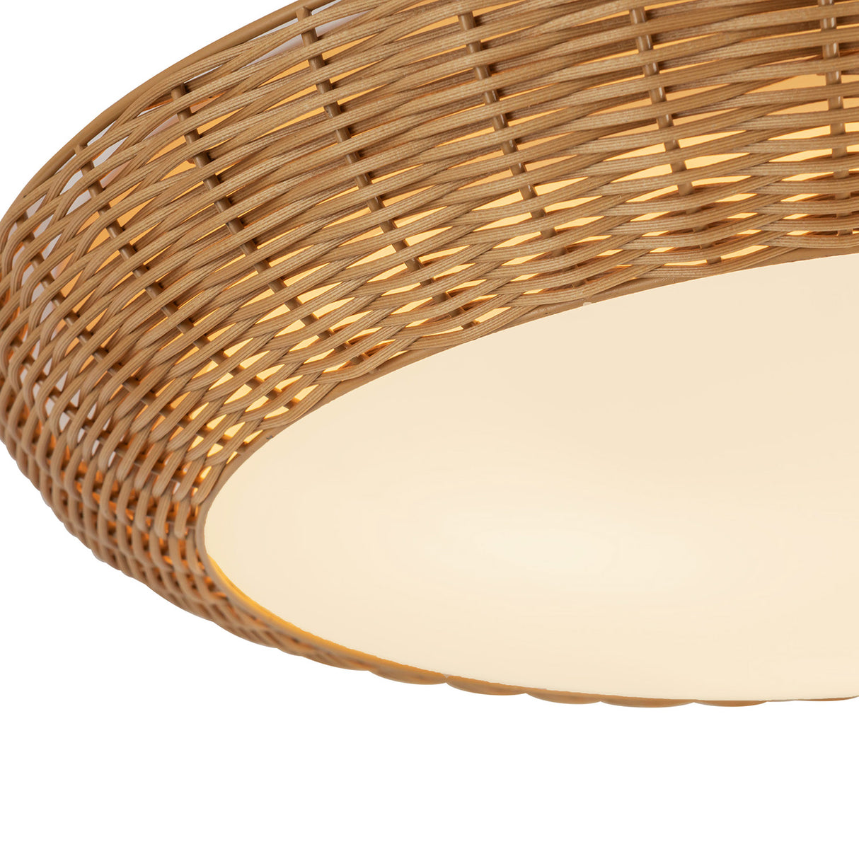 Miramar Large Flush Mount 21", Rattan and Opal Glass