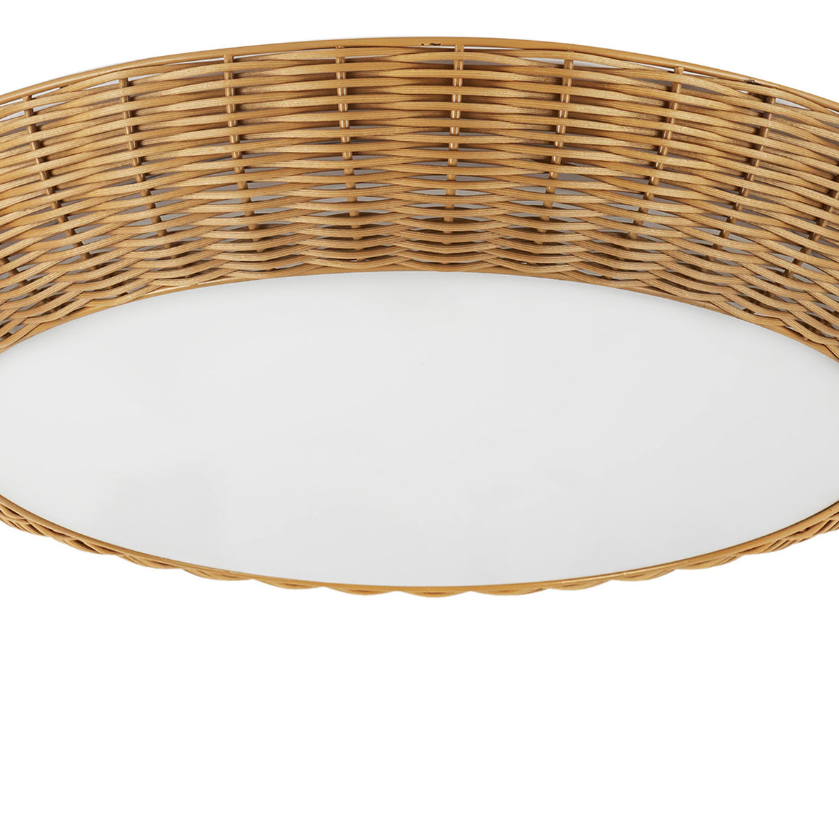 Miramar Large Flush Mount 21", Rattan and Opal Glass