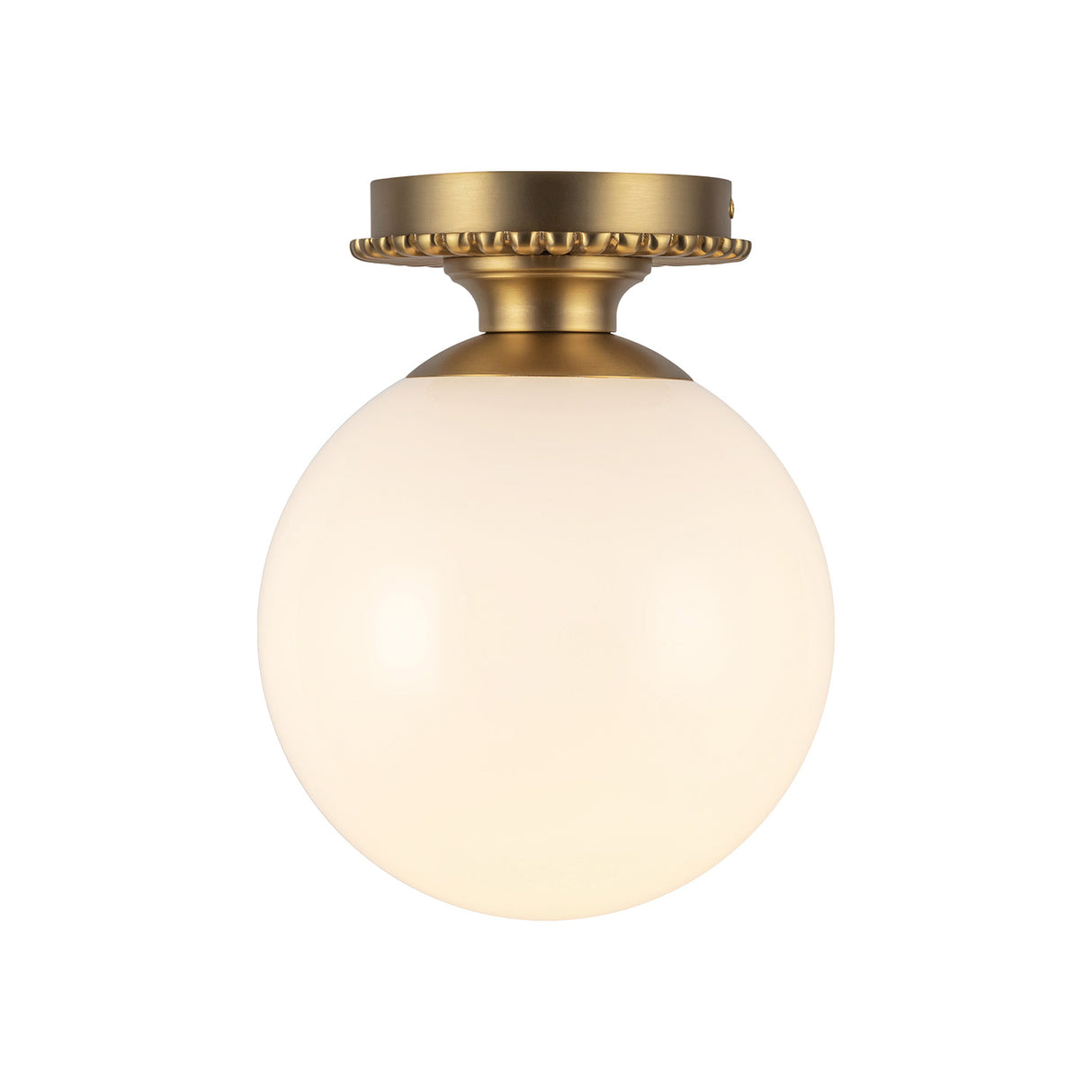 Amos Semi-Flush 8", Brushed Brass with Milk Glass