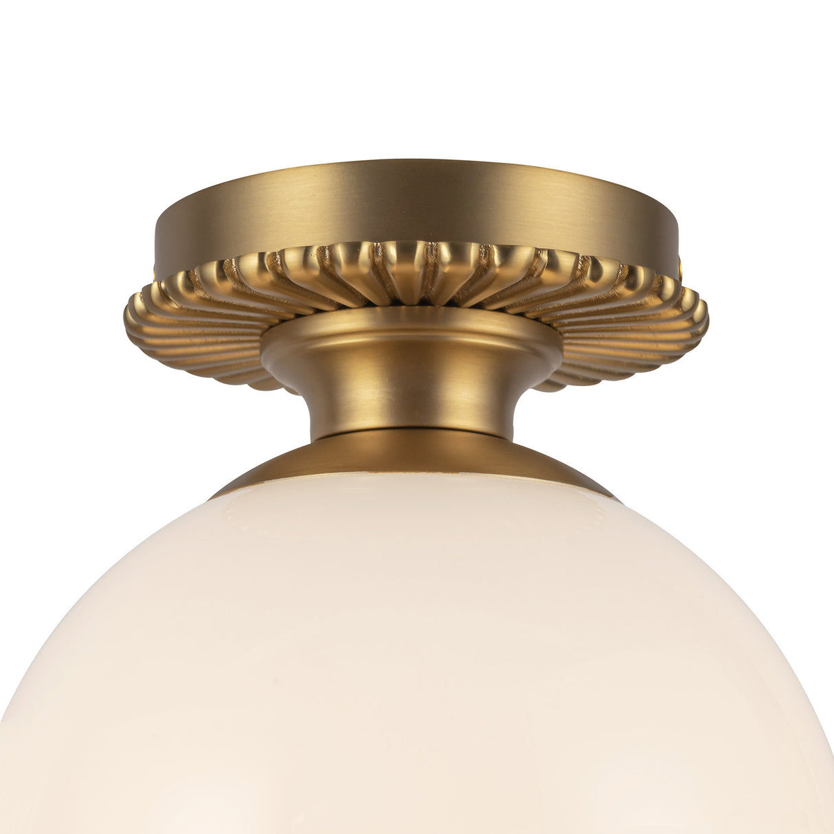 Amos Semi-Flush 8", Brushed Brass with Milk Glass