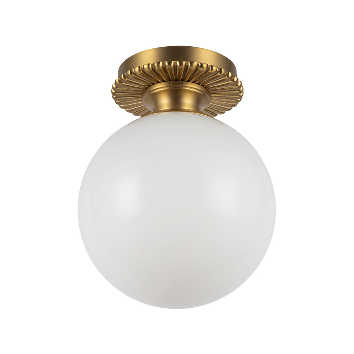 Amos Semi-Flush 8", Brushed Brass with Milk Glass