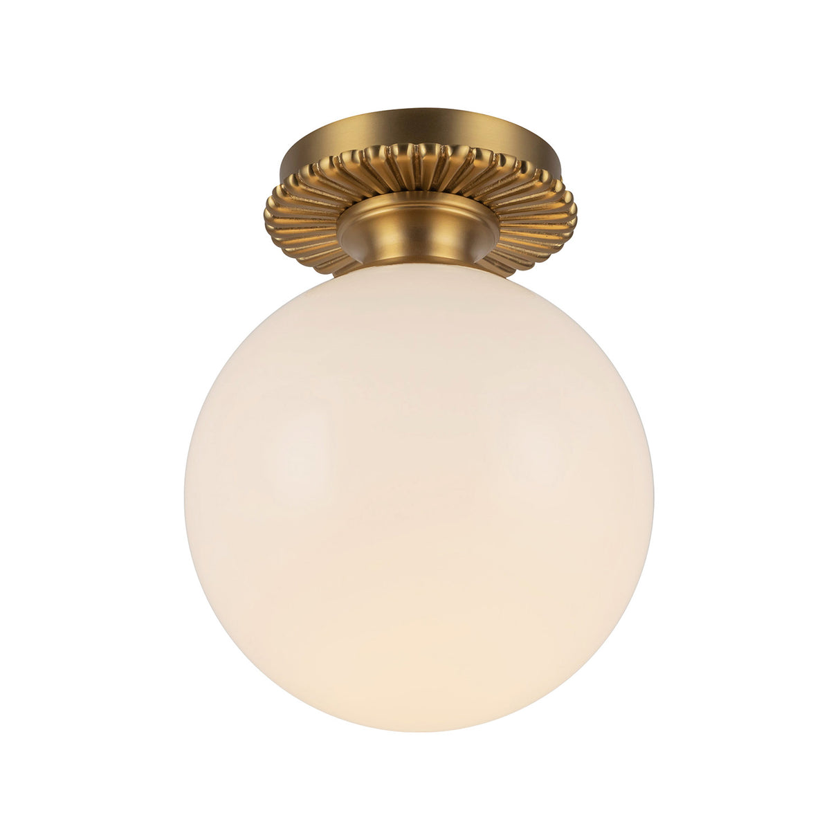 Amos Semi-Flush 8", Brushed Brass with Milk Glass