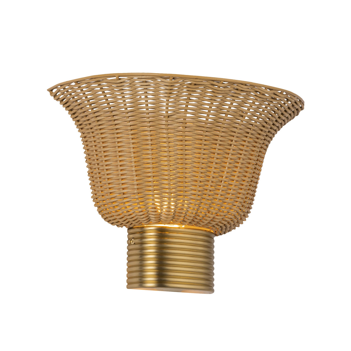 Bessie Wall Sconce 10", Rattan and Brushed Brass