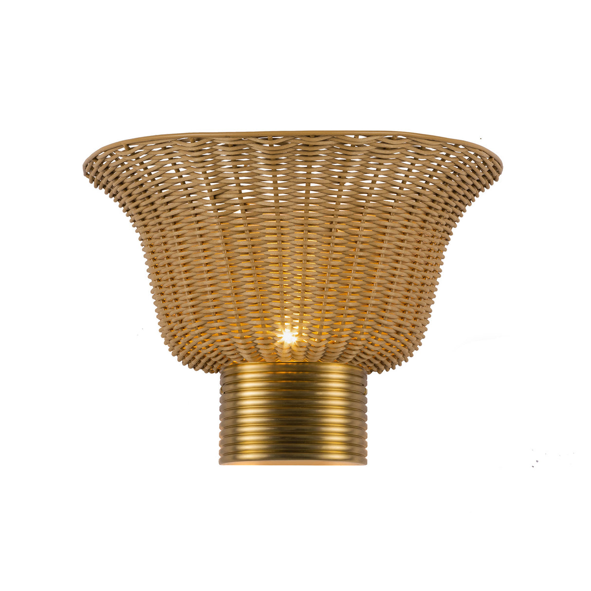 Bessie Wall Sconce 10", Rattan and Brushed Brass