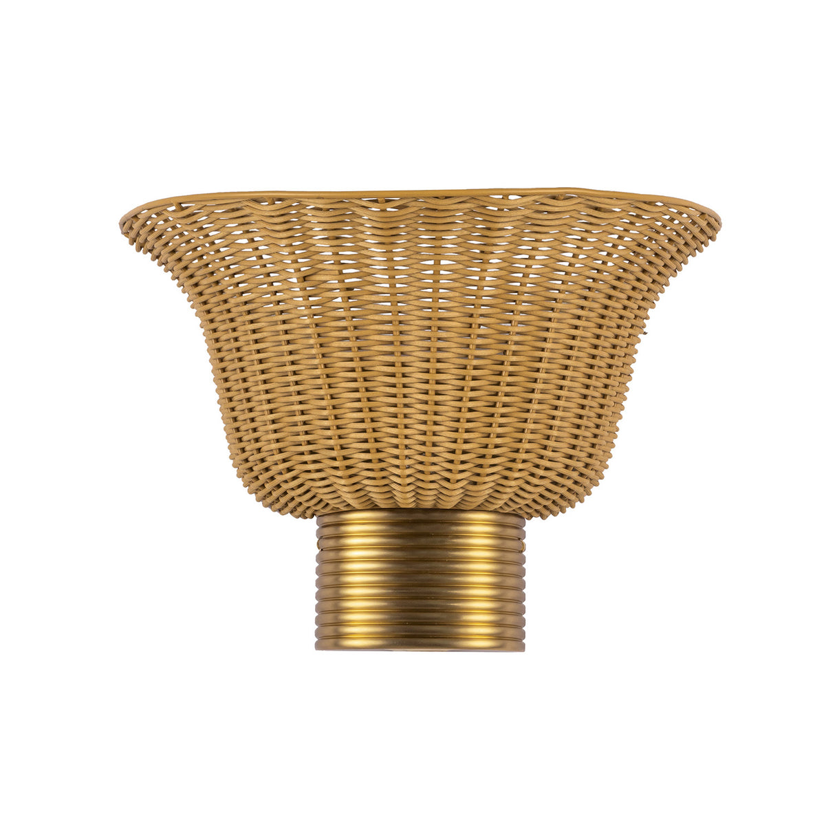 Bessie Wall Sconce 10", Rattan and Brushed Brass