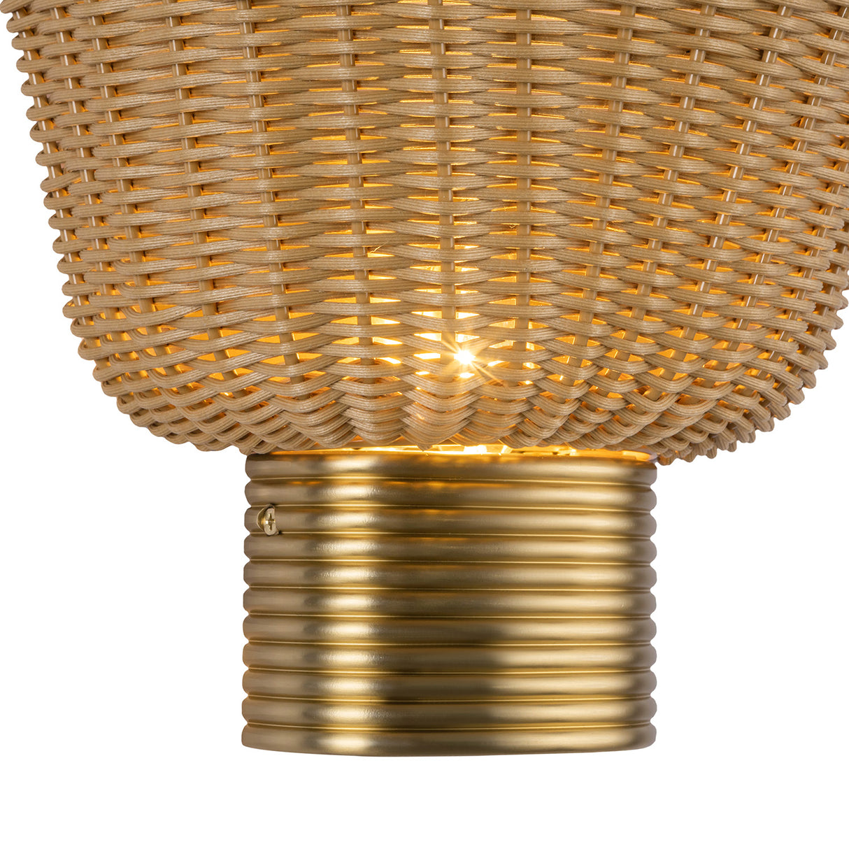 Bessie Wall Sconce 10", Rattan and Brushed Brass