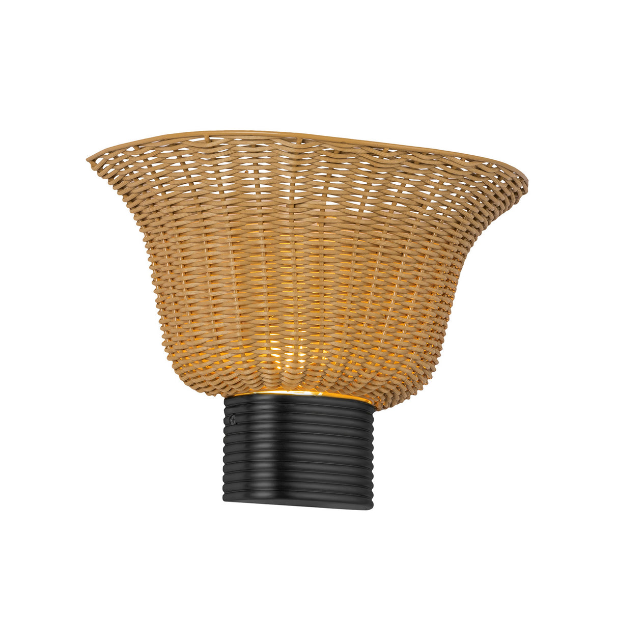 Bessie Wall Sconce 10", Rattan and Matte Black