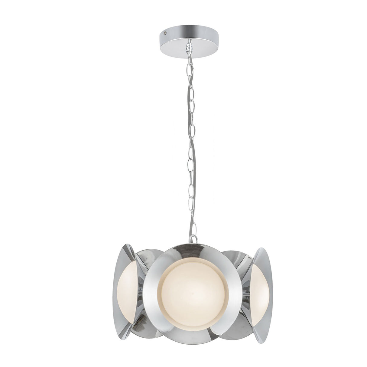 Elon 5 Light LED Chandelier 16", Chrome and Opal Glass