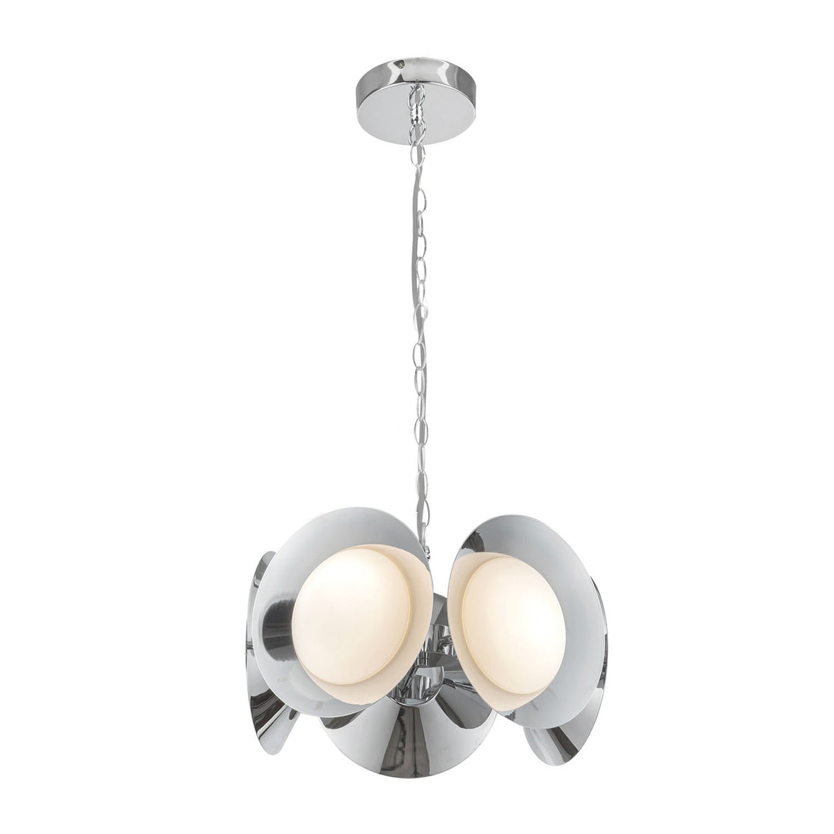 Elon 5 Light LED Chandelier 16", Chrome and Opal Glass