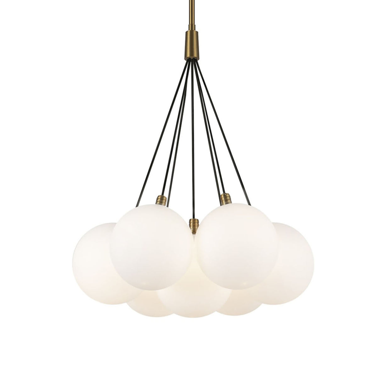 Soren 7 Light LED Chandelier 16", Brushed Brass and Opal Glass