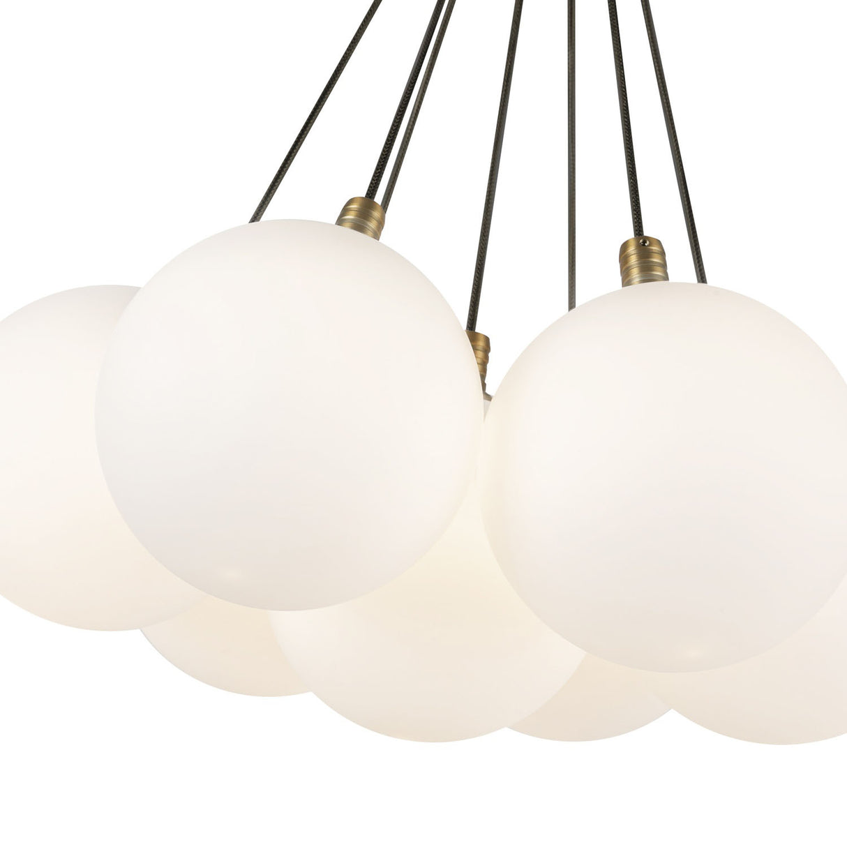 Soren 7 Light LED Chandelier 16", Brushed Brass and Opal Glass