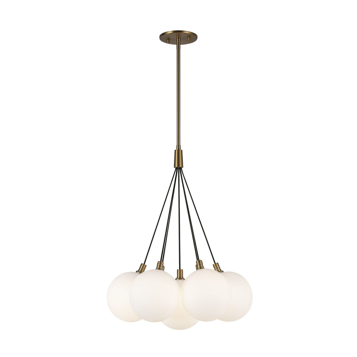 Soren 7 Light LED Chandelier 16", Brushed Brass and Opal Glass