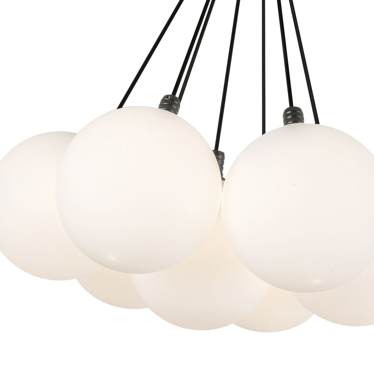 Soren 7 Light LED Chandelier 16", Matte Black and Opal Glass